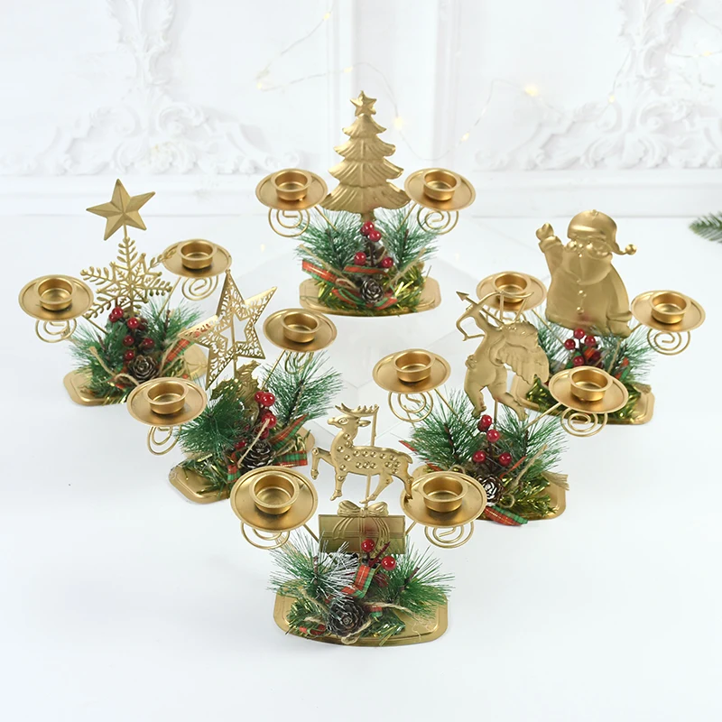 Рождественский железный подсвечник Санта-Клаус снежинка рождественский