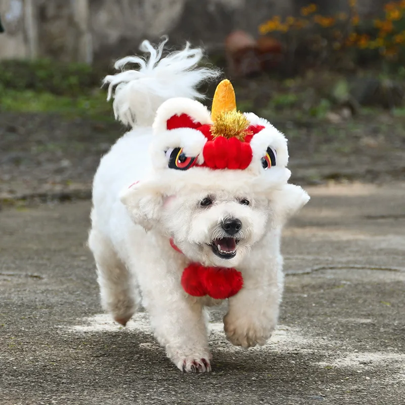 

Pet Transformation Hat New Year Lion Hat Corgi Schnauzer Lion Dance Hat Ins Cute Popular Dog Hat Party Costume Dog Birthday