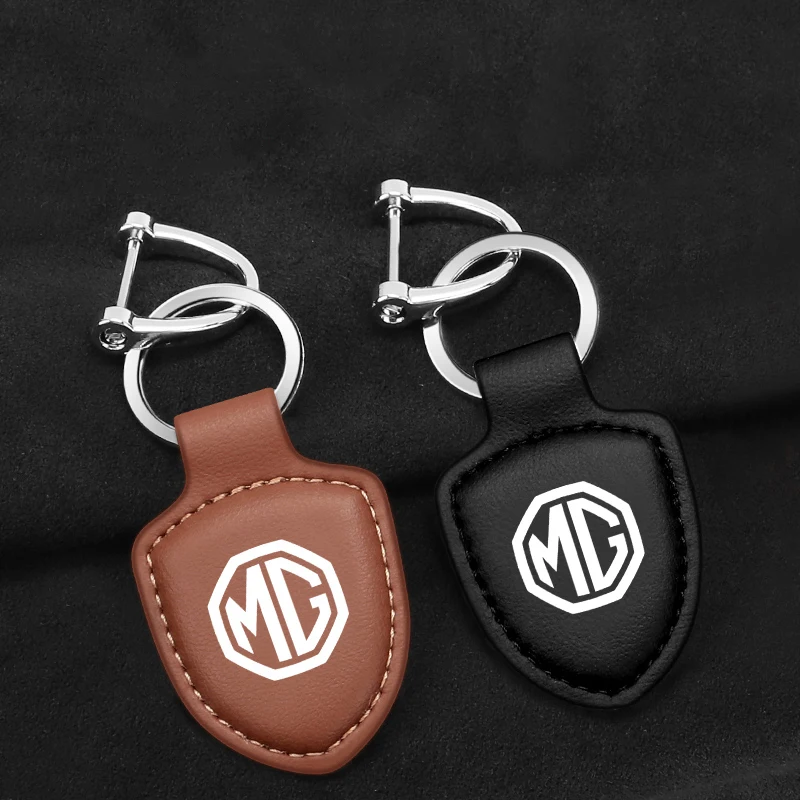 

Alloy Leather Car Logo Keychain Emblem Keyring For Gift For MG 6 350 42 550 ZT 7 ZS HS GS 3 TF 5 RX5 ZR GT Morris Garages
