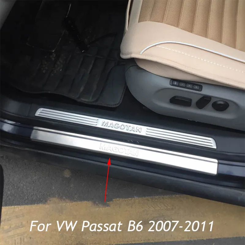 

Наружная Накладка на порог для VW Passat B6 2007-2011, наклейки на порог, наклейки на педаль, аксессуары для автомобиля 4 шт./компл.