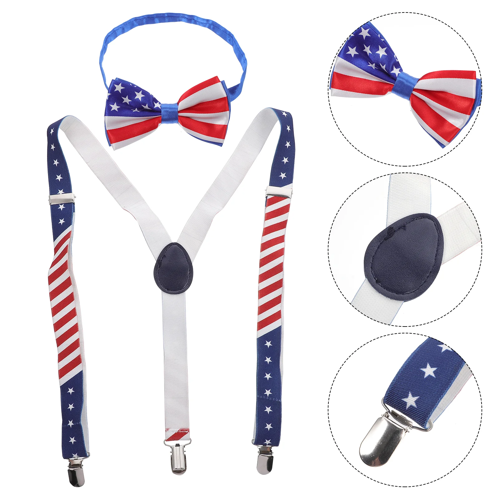 

1 Set Bow Tie and Suspenders Set National Flag Trouser Pants Straps Favor Gifts