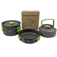 ultra light aluminum alloy camping cookware utensils outdoor cooking teapot picnic tableware kettle pot frying pan 3pcsset