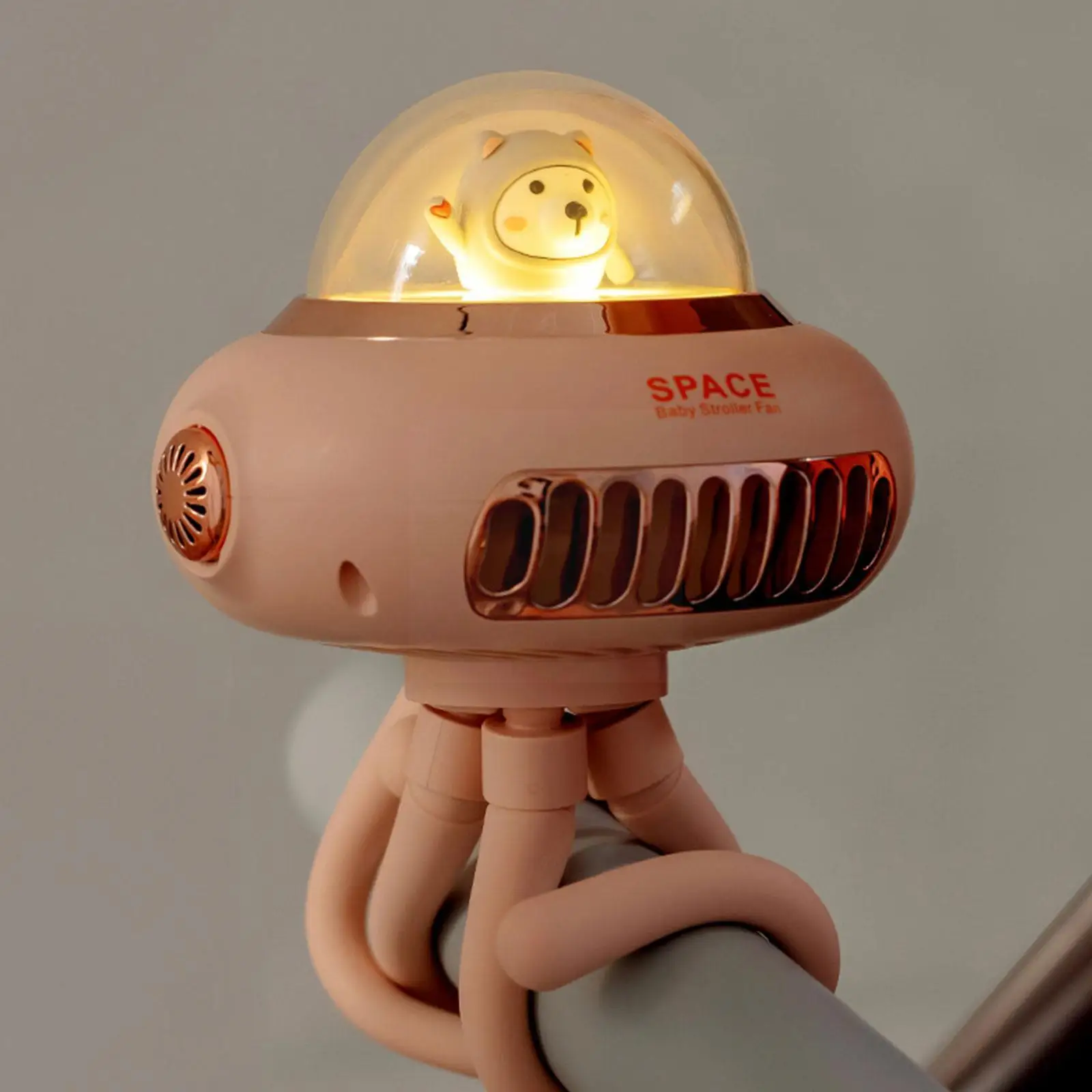 

Little Octopus Fan Space Capsule Leafless Octopus Portable Stroller Handheld Fan Fan Durable Fan Small USB Desktop Fan Char T3E0