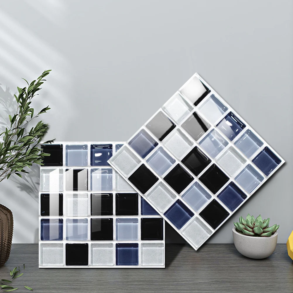 

Accessories Tile Stickers 15x15 Cm Decoration Home Wall Living Rooms Mosaic Stick PVC Self-adhesive 10pc Bathroom