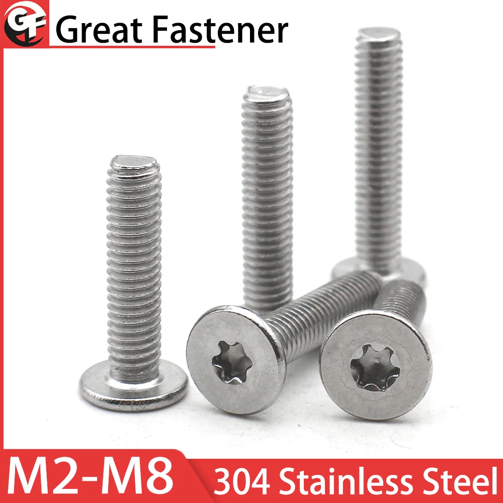 

10 шт., нержавеющая сталь 304 M1.6 M2 M2.5 M3 M4 M5 M6 M8 CM шестилепестковый болт Torx с ультратонкой сверхнизкой плоской вафельной головкой