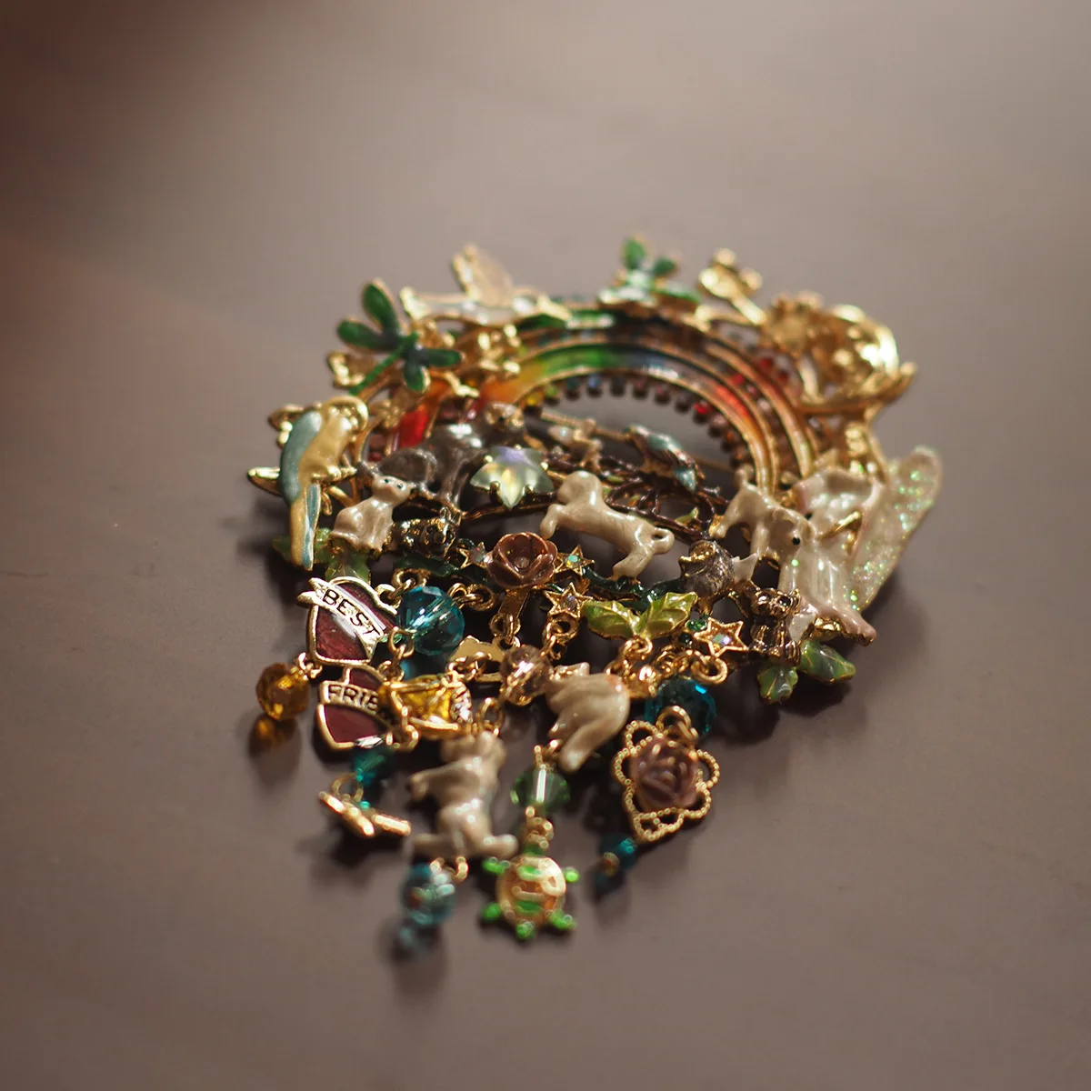 Брошь ручной работы в форме радуги животного эмалированная брошь ангела птицы