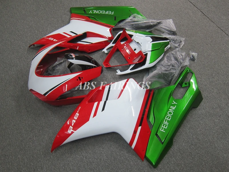 

4Gifts New ABS Motorcycle Fairings Set Body Kit Fit For DUCATI 1198 1098 848 2007 2009 2010 2011 2012 Full Bodywork Red Green