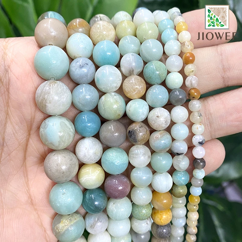 

Natura Stone Smooth Mixed Amazonite Round Beads for Jewelry Making Diy Bracelet Accessories 15" Strand 4 6 8 10 12 14MM Craft