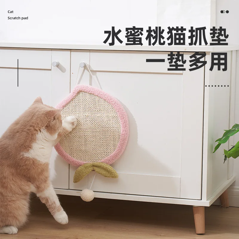 

Scratching Pads for Cat Sisal Hemp Cat Scratch Pad Pink Peach Cat Toy Multi-purpose Portable Hanging Pads Wear-resistant 30cm