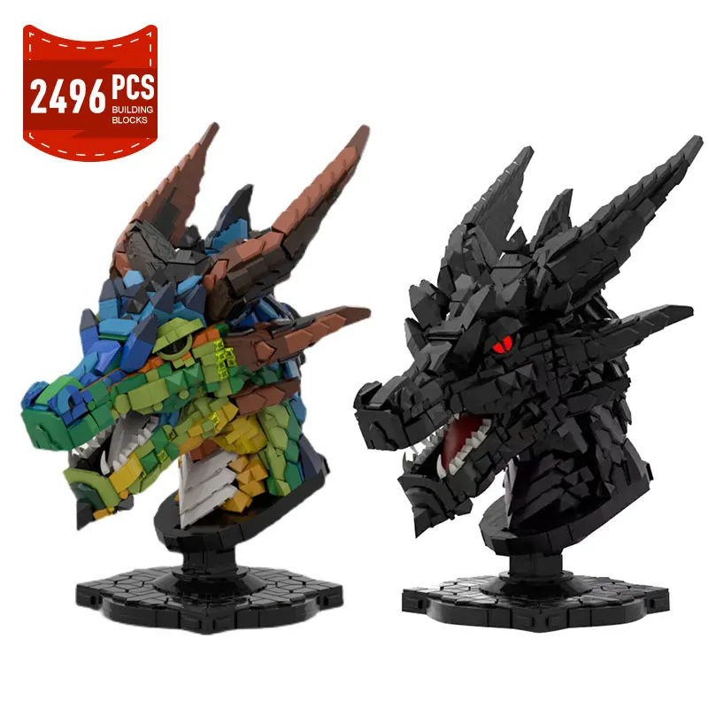 

Статуя головы дракона Moc, модель китайского знака зодиака, украшение животного, набор строительных блоков, конструктор, кирпичи, игрушки «сд...