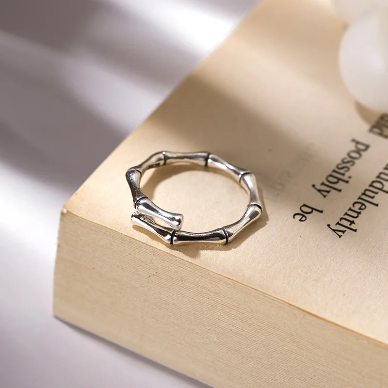 

dongdamen Korea S925 Sterling Silver slub ring old craft ins designer cross female 5594