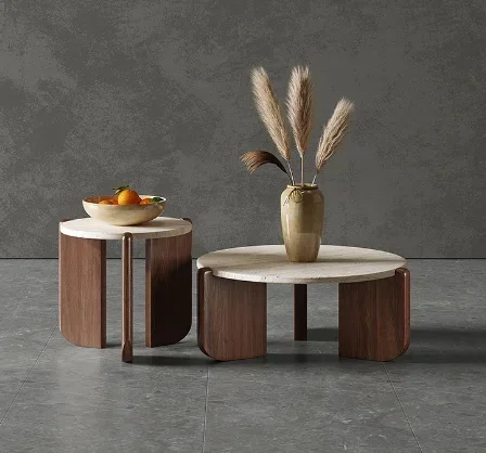 Современный журнальный столик из цельного дерева натуральный пещерный камень