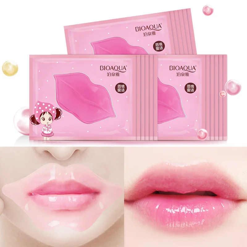 

10pcs BIOAQUA Plumper Crystal Collagen Lip Mask Pads Moisture Essence Anti Ageing Wrinkle Patch Pad Gel Lips Enhancer Care