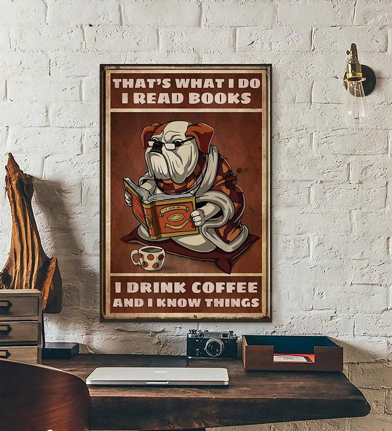 

Eeypy металлический знак Любовь Собака Искусство, бульдог искусство, смешная собака Книга кофе искусство, это то, что я читаю книги я пью кофе и...