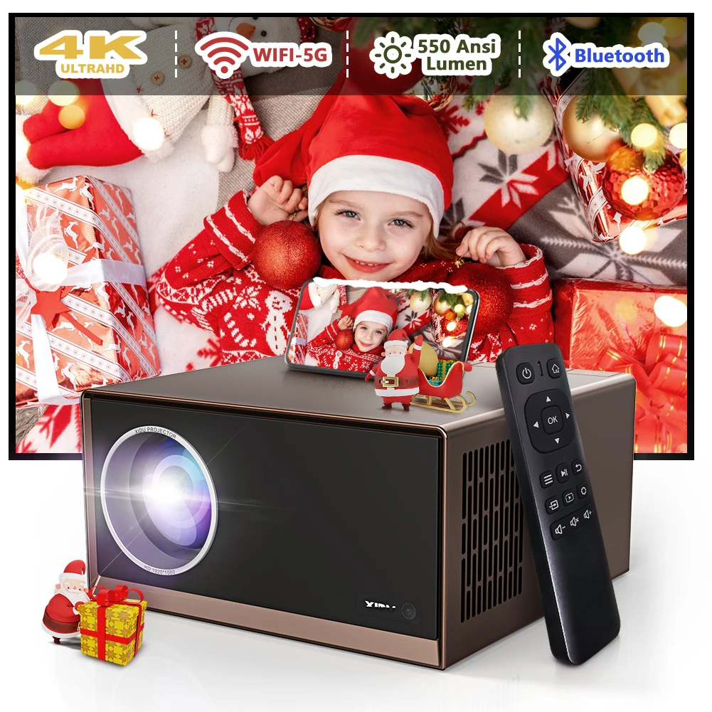 Новогодний Рождественский проектор уличный праздничный 4K 15000 люмен Android 9 0 Wi-Fi