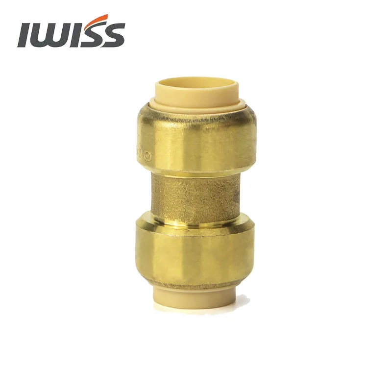 

IWISS 1/2-in Push to Connect Coupler No Lead Brass Push Fit Coupling(10 Count) NFS Certified used to connect two pieces of pipe