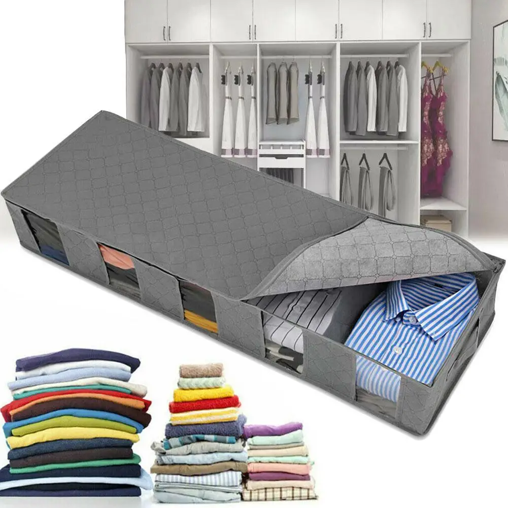 

Non Woven Fabric Bed Bottom Storage Box Wardrobe Clothes Dustproof Moisture Proof Finishing Folding Quilt Storage Bag