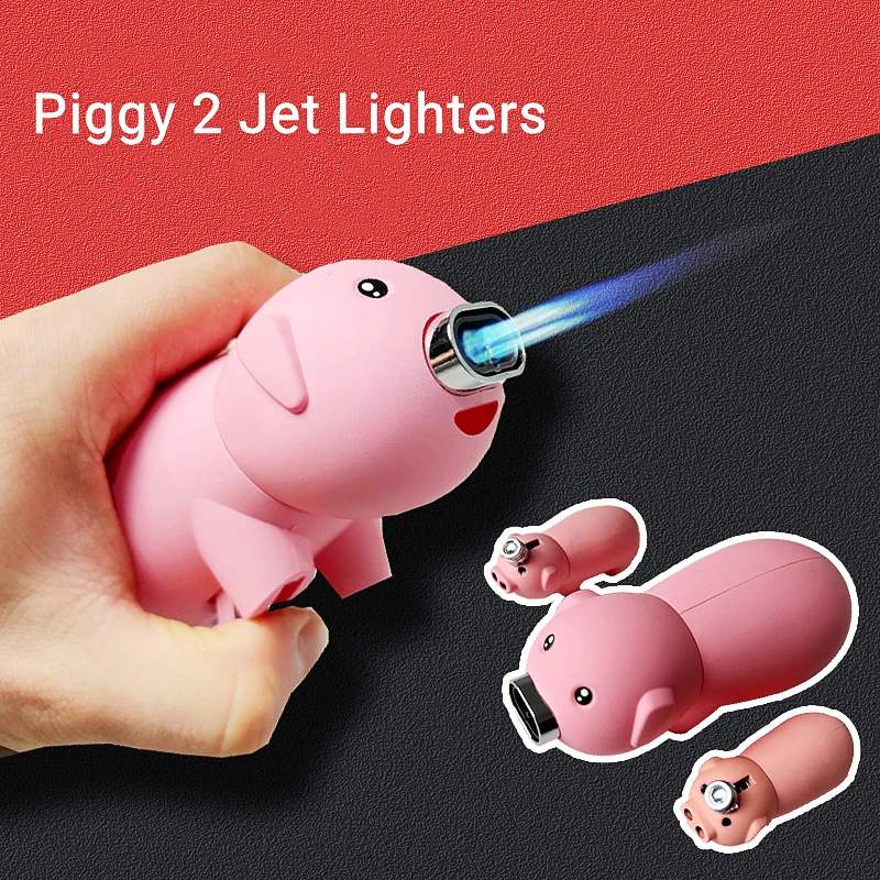 

Креативная Мини Милая свинья зажигалка с двойным огнем, ффонарь, внешняя бензиновая Зажигалка для барбекю, инструмент зажигания без топлив...