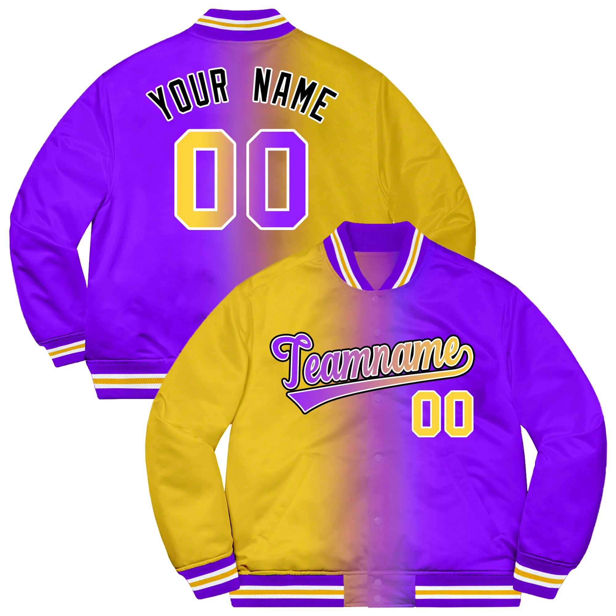 Custom Gradient Baseball Jacket Bomber Jacket Personalised Stitched Team Name Number Men's Spring Coat Windbreaker Workout Tops