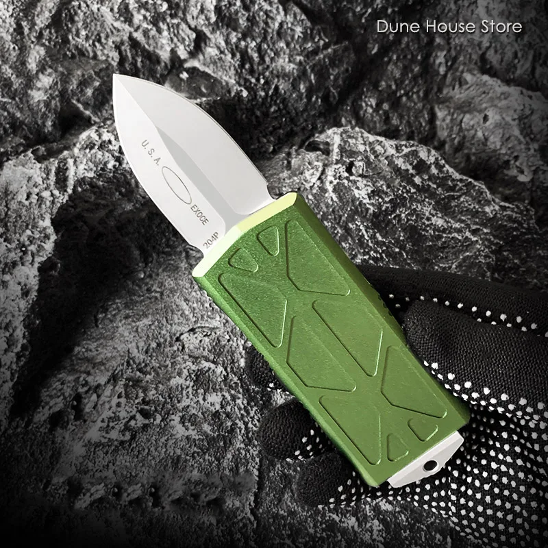 

Мини-нож Pocketknives серии E-xocet микро OTF Tech, нож с двойным лезвием с антикоррозийным покрытием, карманный нож для повседневного использования для самообороны, зеленый A25