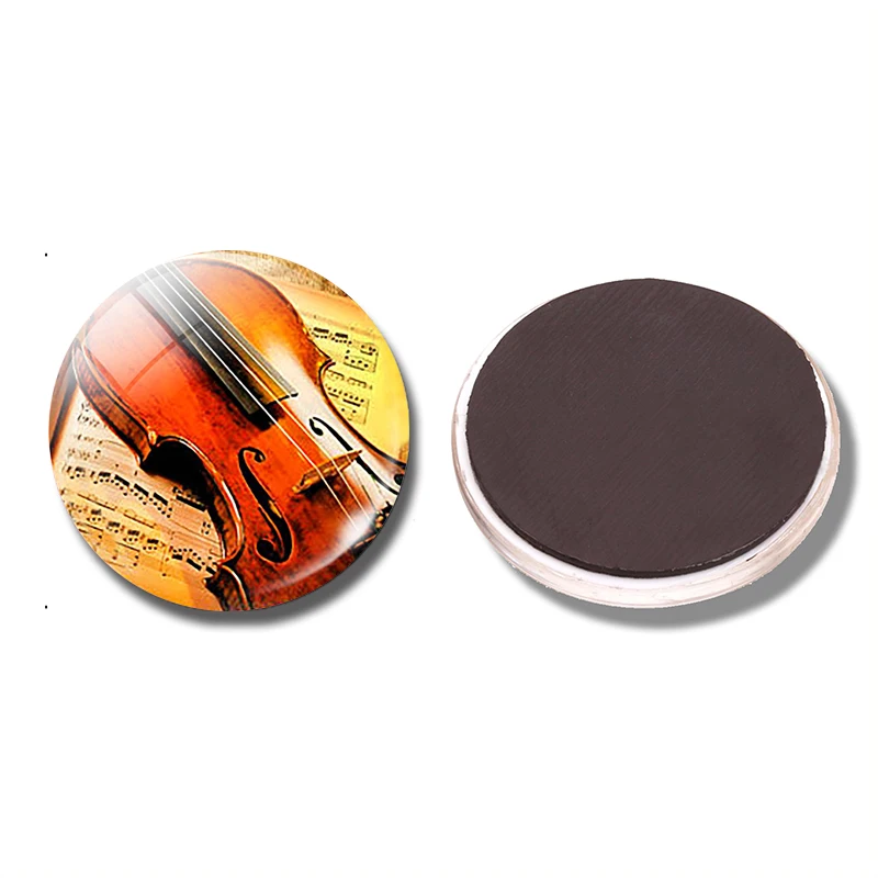 Violin 30 MM Fridge Magnet Classical Music Gift Orchestra Band Glass Dome Magnetic Refrigerator Stickers Note Holder Home Decor | Дом и сад