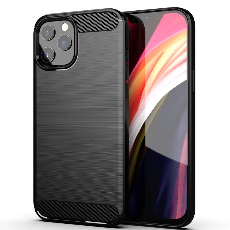 

Brushed Texture Case For Apple iPhone 12pro Max Shockproof Carbon Fiber Cover for iphone 12 pro max Silicone Cases Coque Fundas