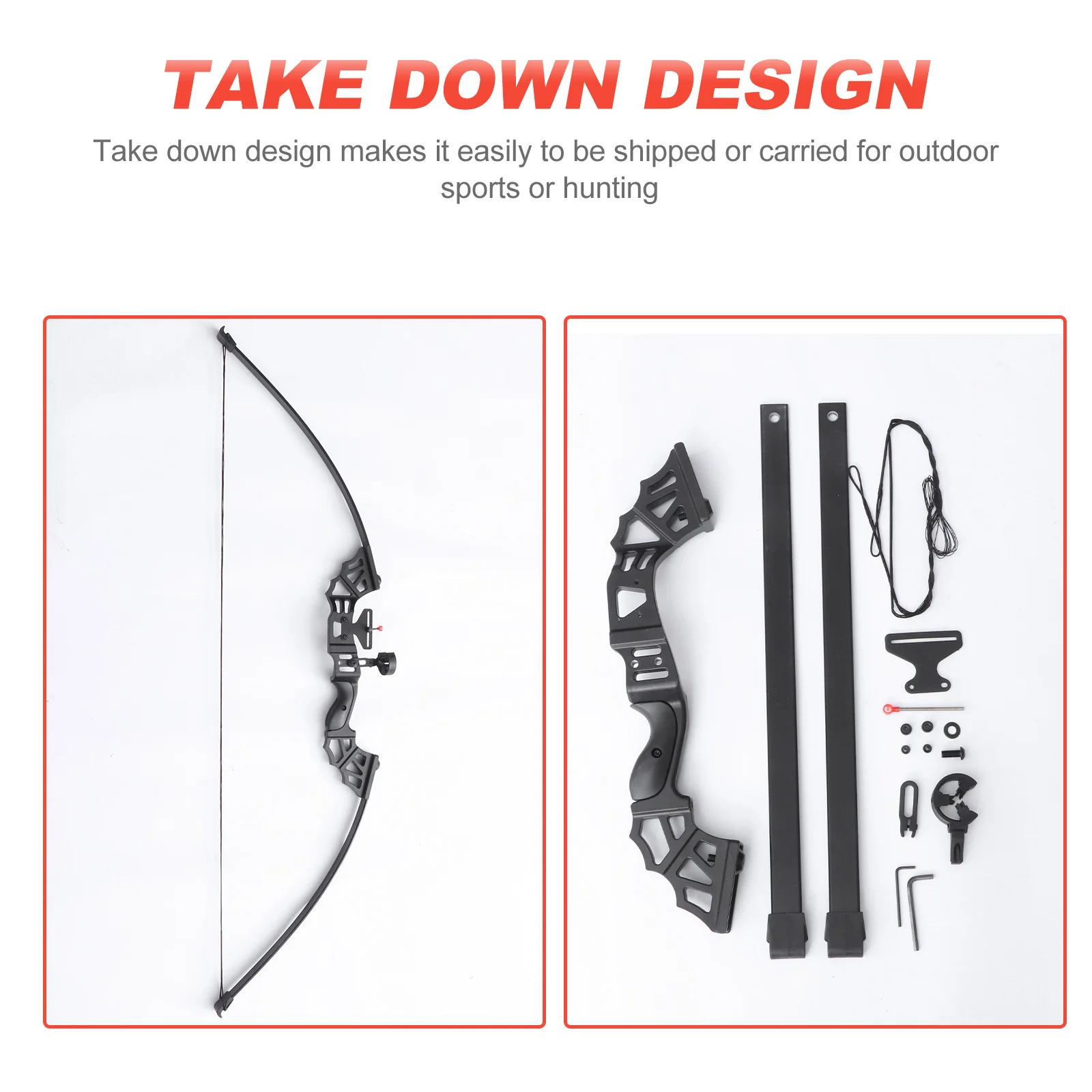 

50lbs Take Down Straight Bow for Archery Outdoor Practice (Black)