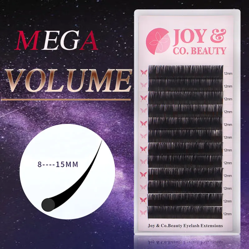 

JoyCo Eyelash Extension 12 Lines/Tray Silk Cilios Soft Professionals Individual Eye Lash Extensions C/CC/D Curl False Lashes