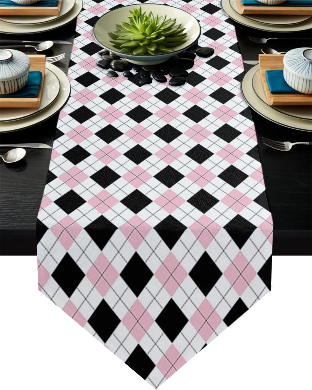 

Modern Ethnic Geometic Lattice Table Runner Kitchen Dinning Table Decor Wedding Table Decor Tablecloth and Placemats