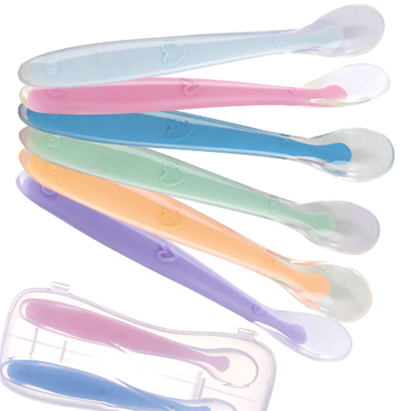 

Baby Silicone Soft Spoon Training Feeding Spoons for Children kids Infants Temperature Sensing