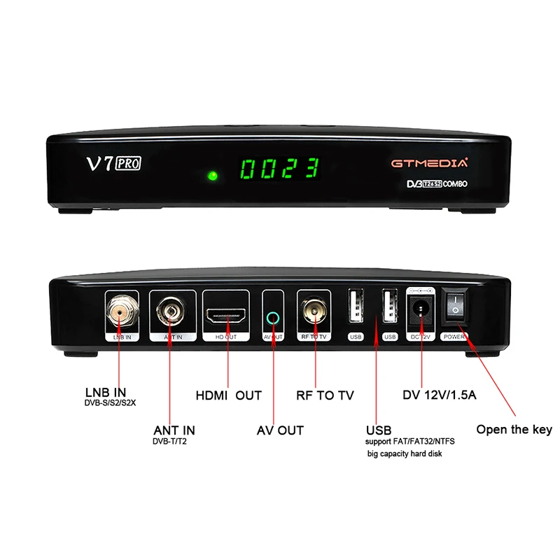 GTMEDIA V7 Pro Комбинированный приемник спутникового телевидения DVB S/S2/S2X/T/T2 H.265 HEVC