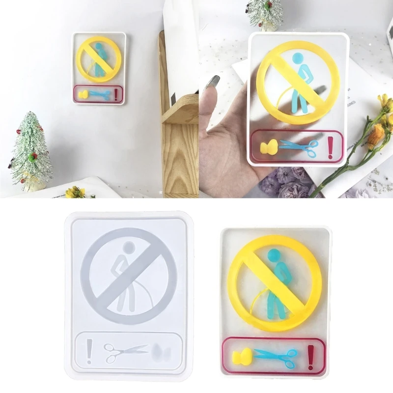 

Diy Crystal Epoxy Mold Listing Tag Jewelry Mold Hanging Pendant Decoration No Urinating Sign Mirror Silicone Mold T8DE