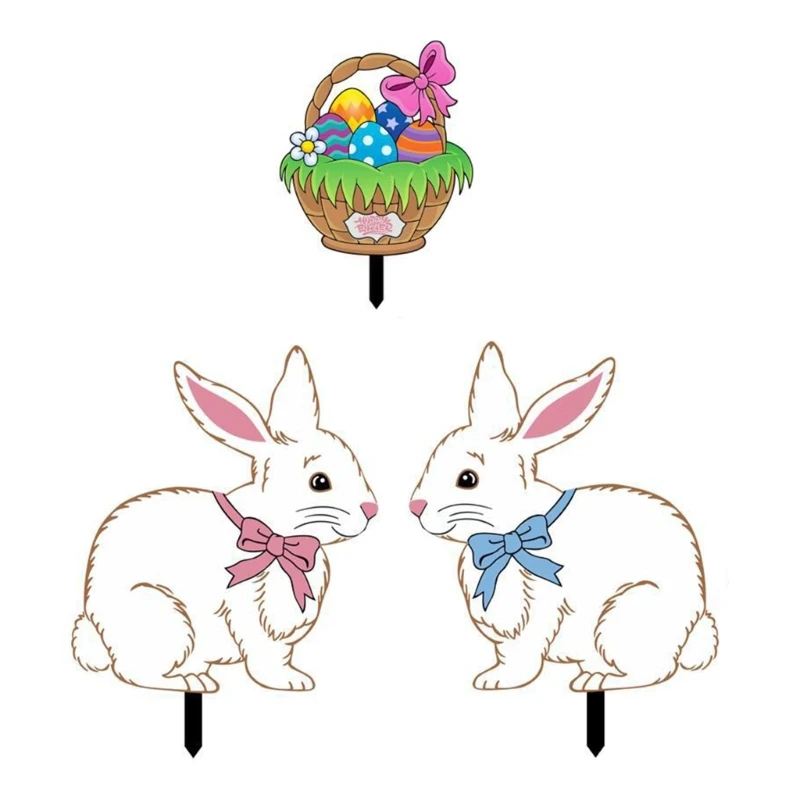 

Easter Yard Signs with Rabbit Egg Stakes for Garden Lawn Yard Decoration Outdoor