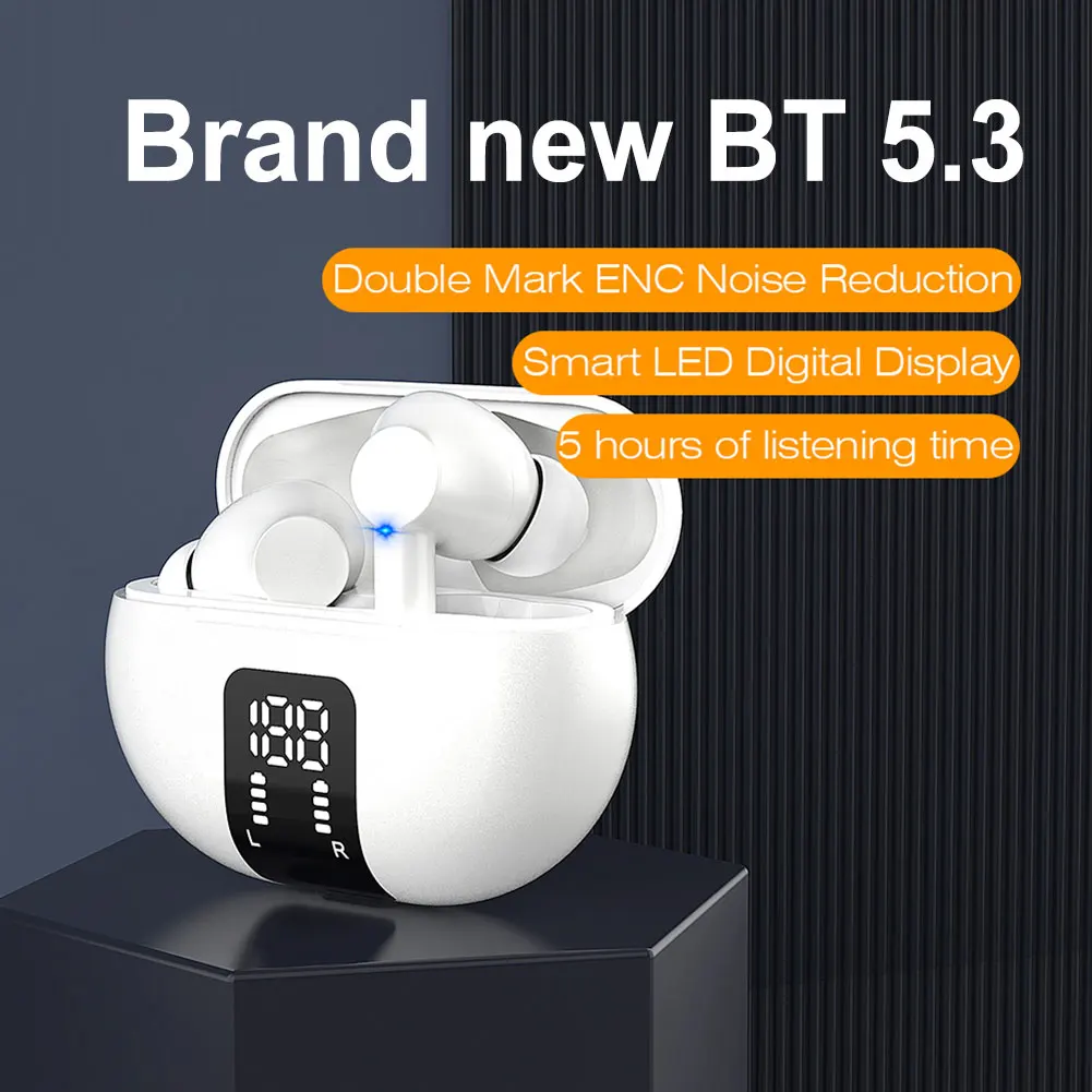 

Y32pro Wireless Digital Display Earphones ENC Noise Reduction Hands-free Earbuds Bluetooth-Compatible Sport Gaming Headsets