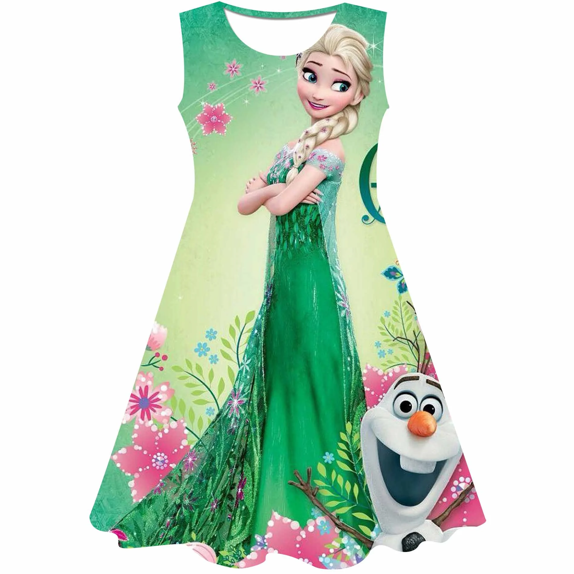 Платье принцессы Эльзы летнее платье для девочек новинка 2022 детское с коротким - Фото №1