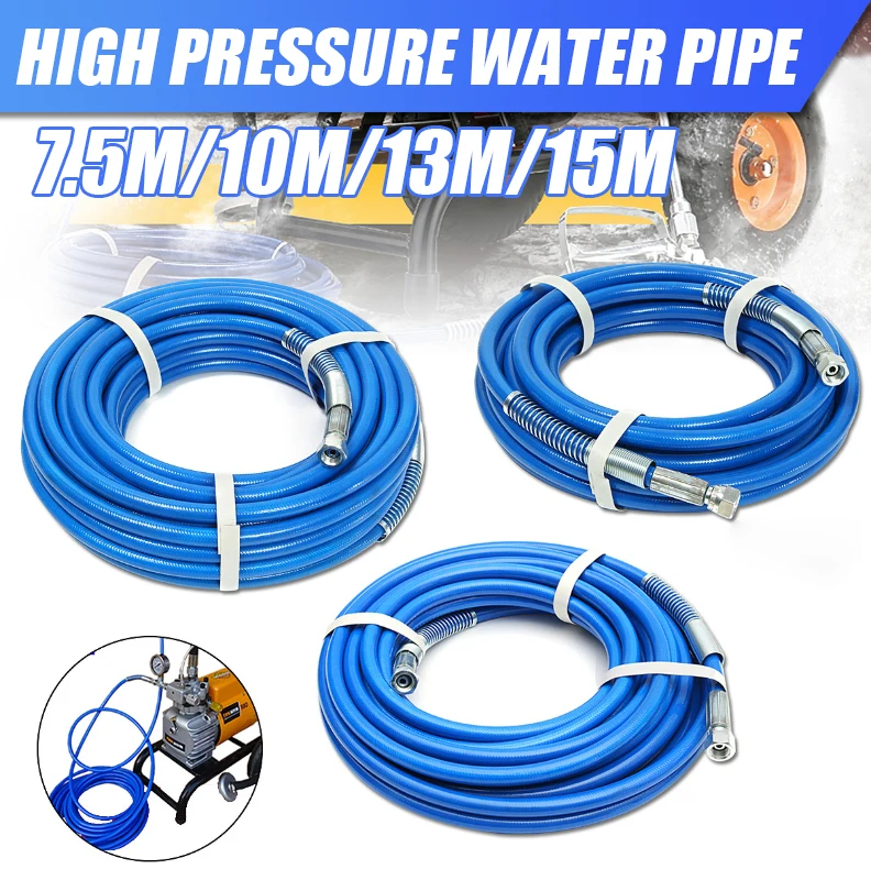 

7.5/10/13/15M High Pressure Cleaner Pipe 5000psi Airless Sprayer Paint Hose with Nozzle Spray Gun Water Cleaning Hose Tool