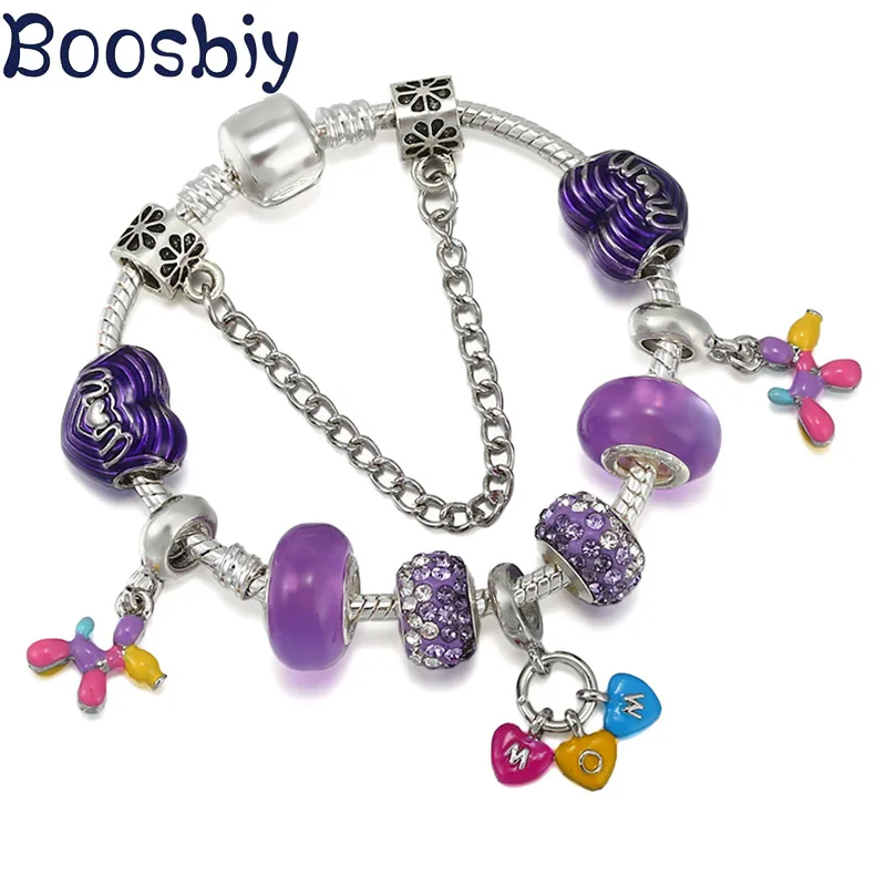 

Новое поступление, фиолетовый кулон «трояна», подходит для Посеребренного браслета с бусинами в форме сердца, «сделай сам», Модная бижутери...