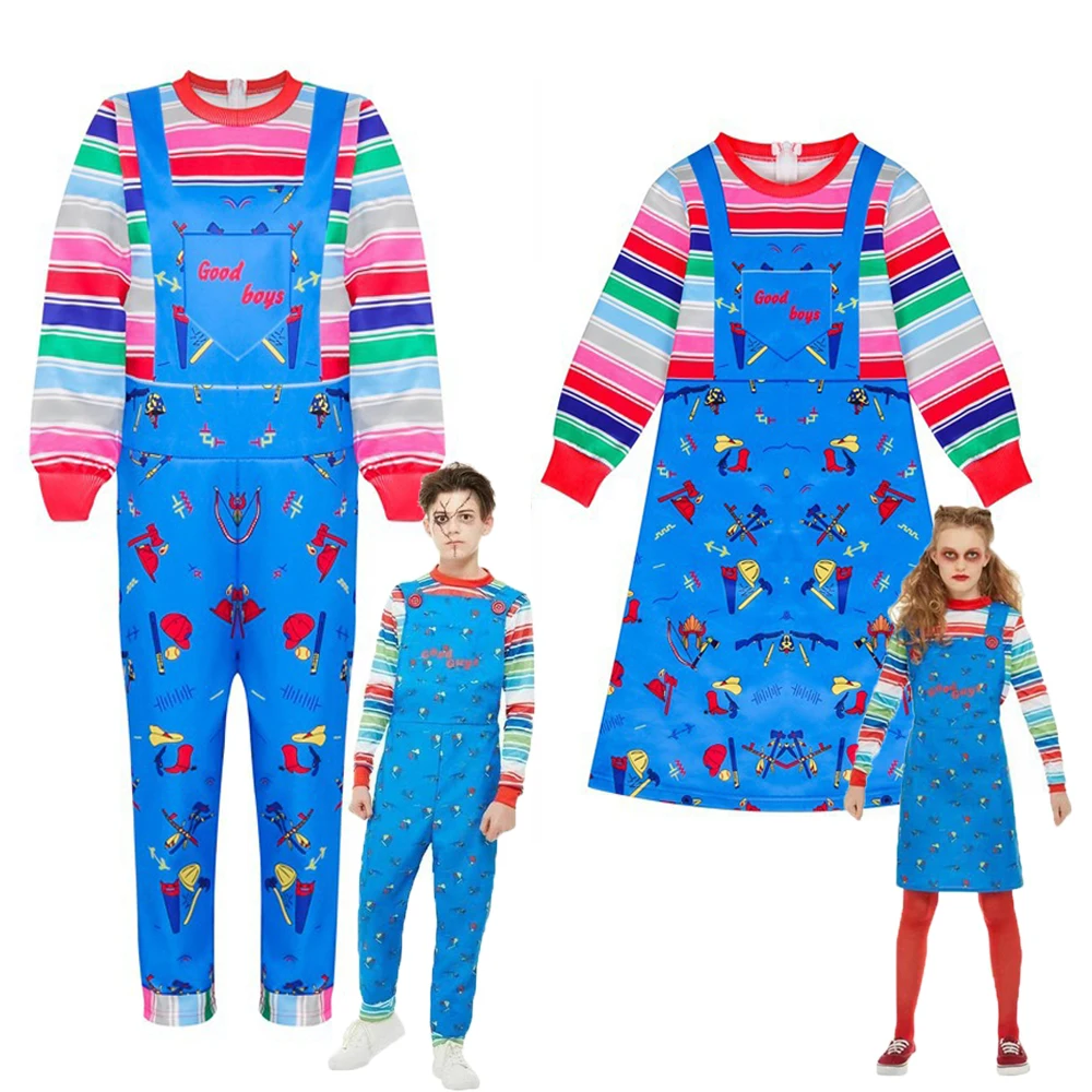 

Kids Halloween Game Chucky Ghost Baby Cosplay Costume Boy Girl Horror Ghost Doll 3d Printing Jumpsuit Dress Birthday