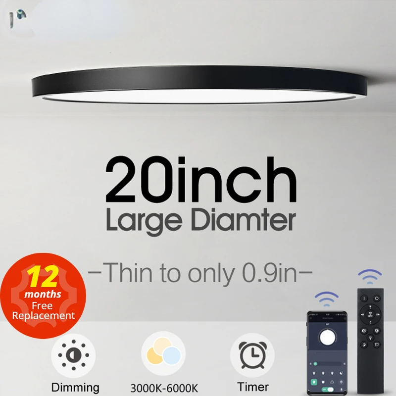 

Большие потолочные лампы, светодиодные лампы для комнаты, спальни, умная лампа, светильник, ультратонкий Светодиодный потолочный светильни...