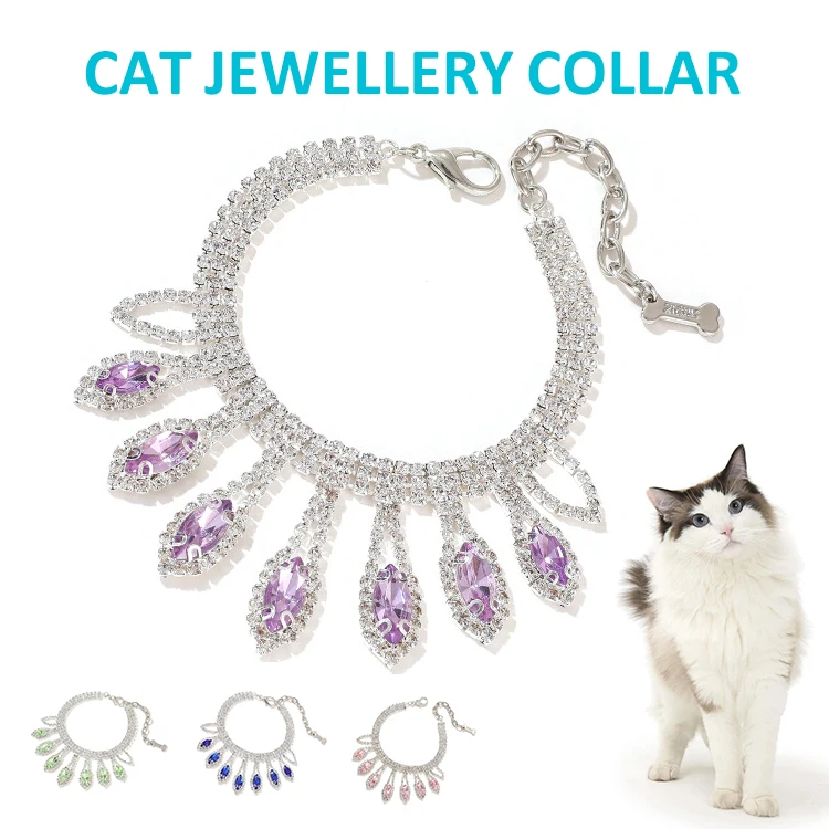 

Fashion Pet Dog Collar Cat Jewelry Luxurious Diamond Necklace Pet Accessories for Small Puppy Cats Jeweled Collars Pet Supplier