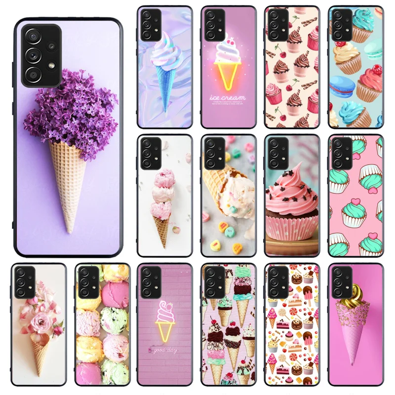 

Phone Case for Samsung Galaxy A73 A53 A13 A22 A12 A32 A71 A21S A33 A52 A72 A02 A03 A51 A31 M31 Dessert Ice Cream Macarons Cake