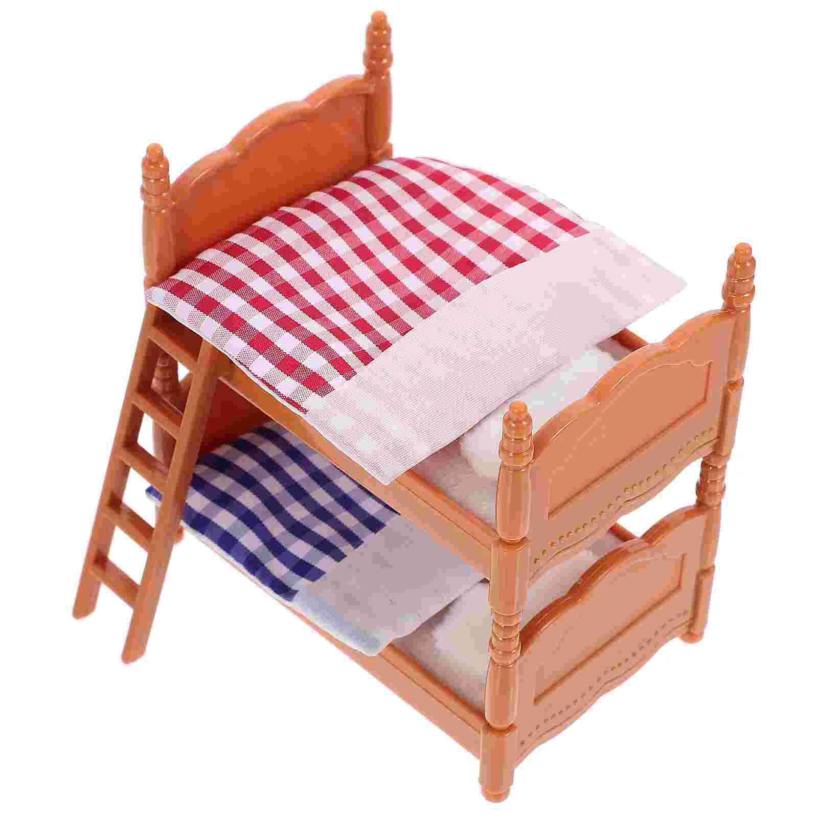 

Mini House Accessory Bunk Bed Miniature Toys Ornament Plastic Model Child Furniture