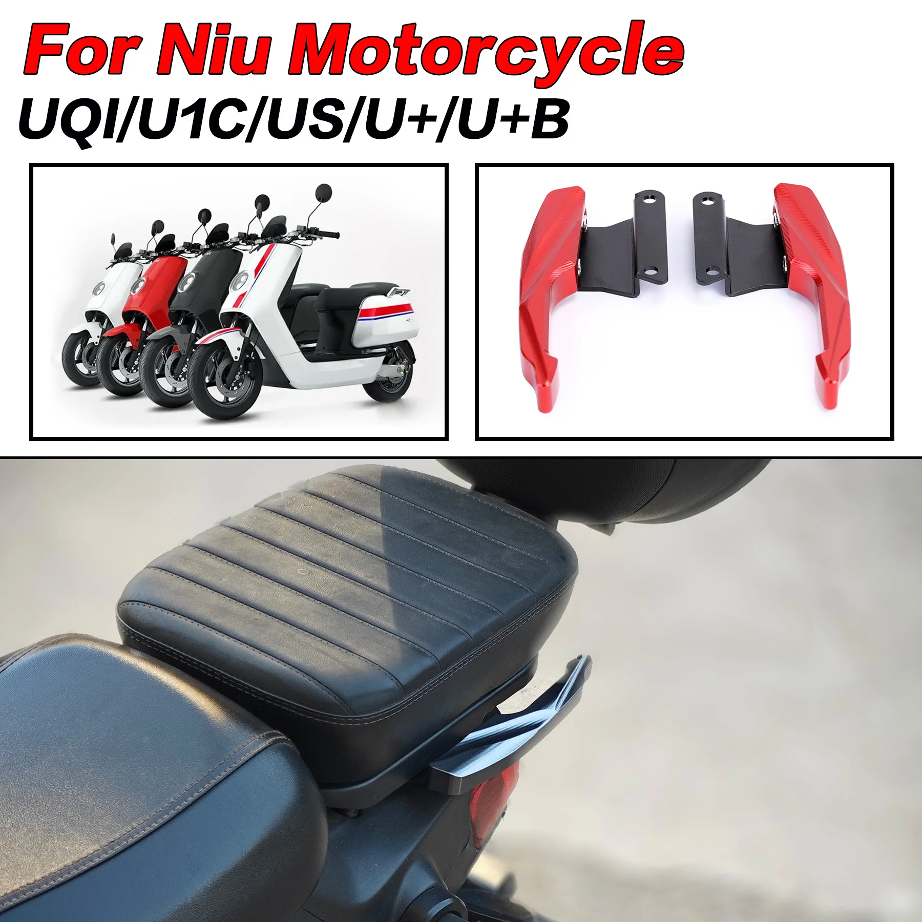 

CNC Motorcycle Tail Wing Rear Armrest Passenger Rear Seat Grab Bar Handrail For Niu Electric Scooter UQI U1C/US/U+/U+B