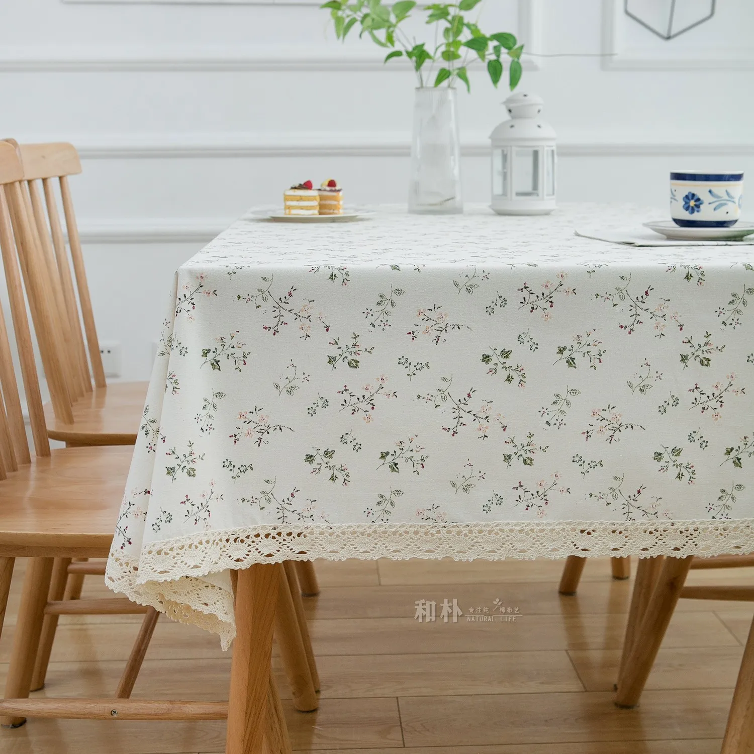 

Garden Gardenia Fragmented Flower Fabric Art Cotton Thread Lace Table Cloth Tea Table Cloth