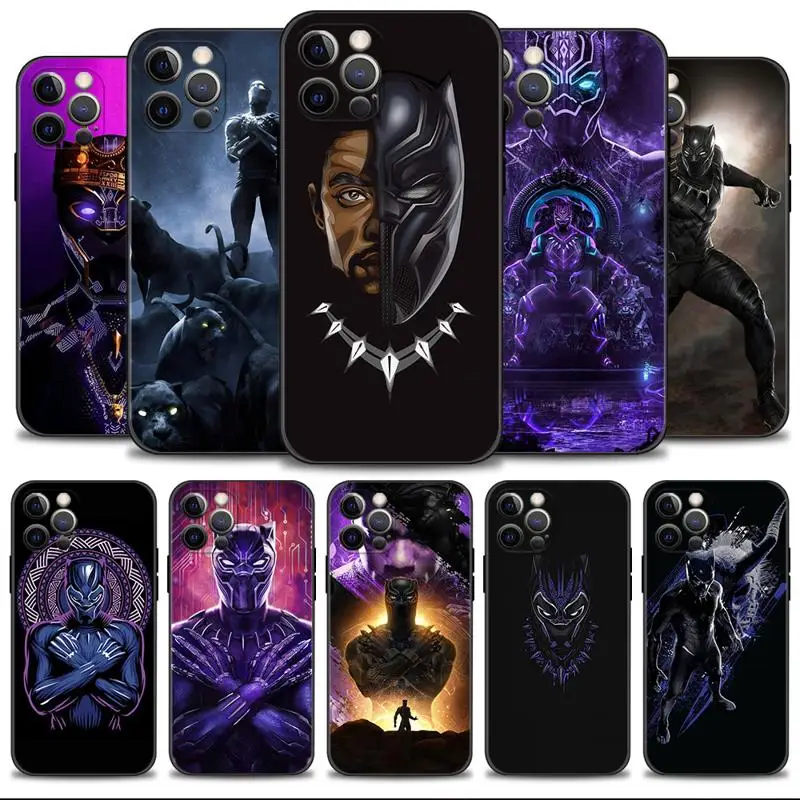

For Apple iPhone 14 13 12 11 Pro Max X XS Max 8 7 6 5 Silicone Cover Soft Shell Phone Case Marvel Black Panther Funda