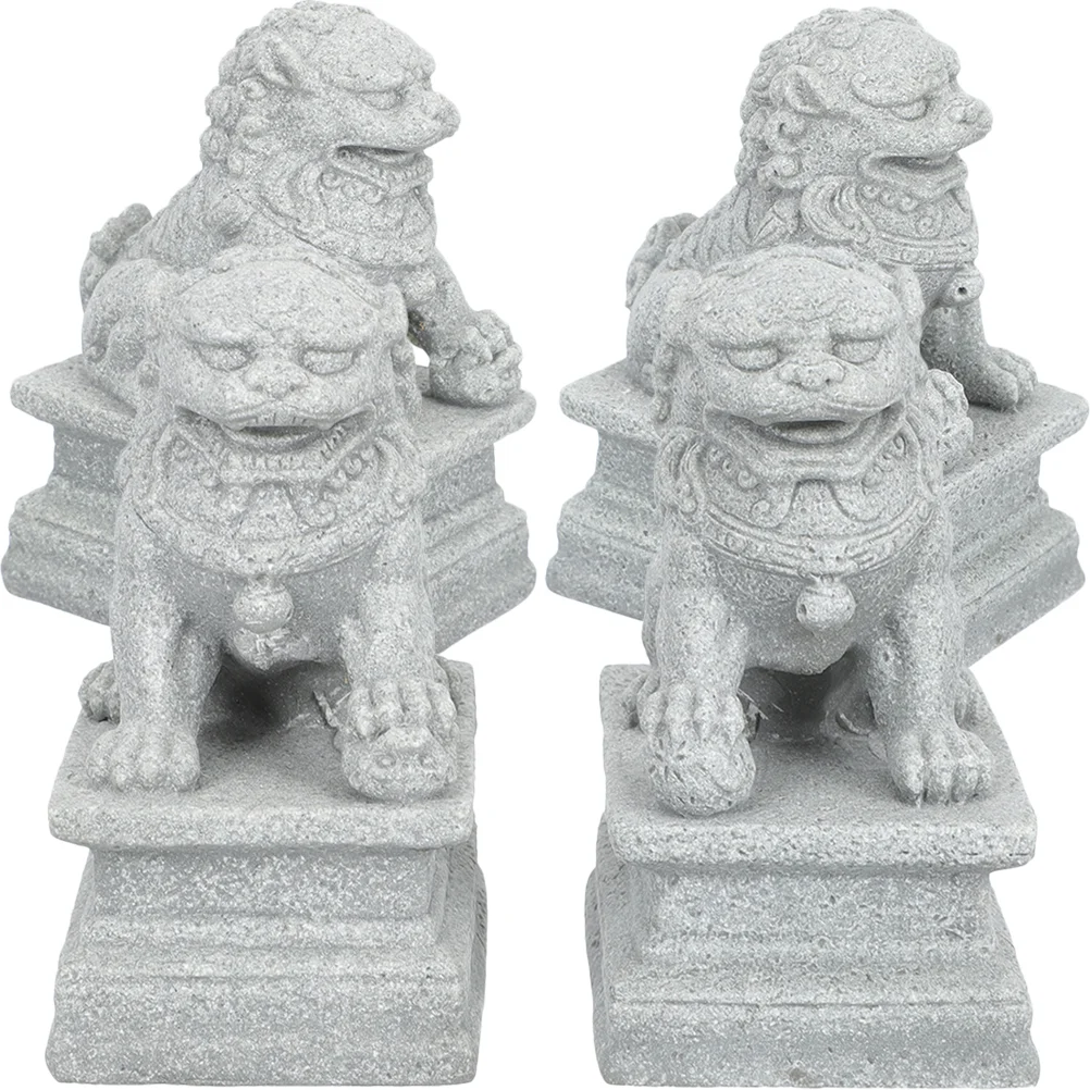 

Statue Ornament Shui Feng Figurine Sculpture Fu Chinese Foo Statues Dogs Kylin Car Miniature Desktop Fengshui Resin Bookshelf