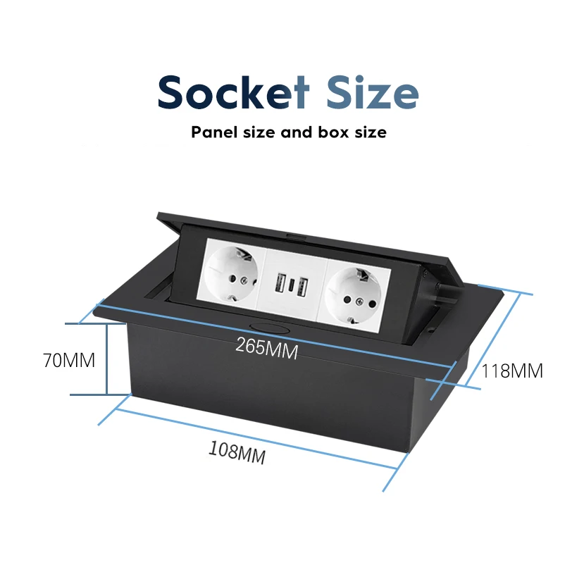 metal al panel 45module eu standard hidden type table socket usb c office home kitchen accessories cabinet desktop network white free global shipping