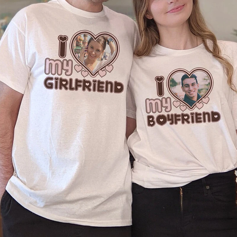 Футболка женская хлопковая с надписью I Love My Boy Girl