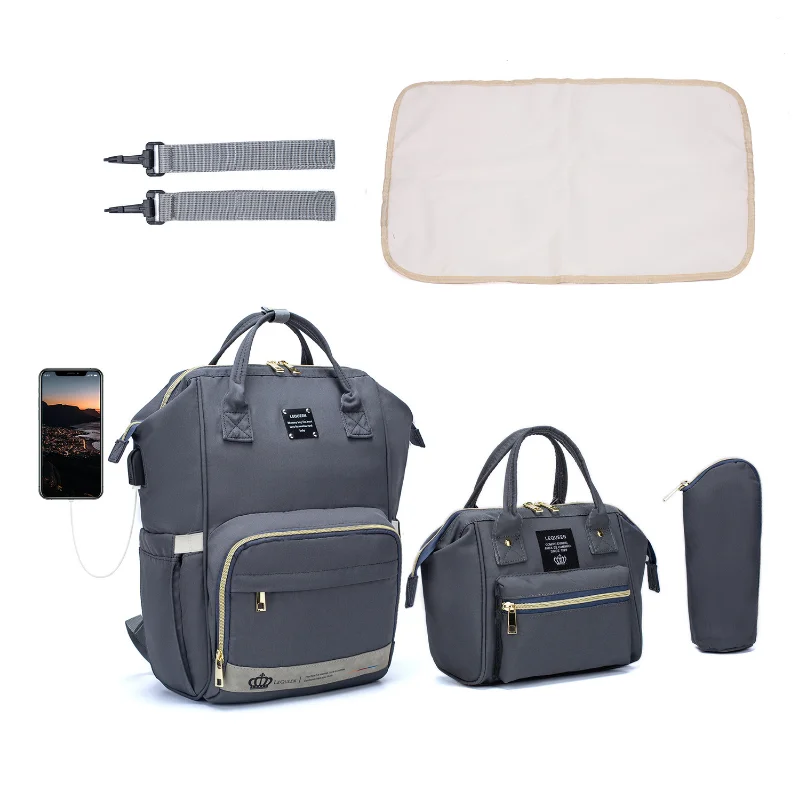 New Style 3pcs Mommy Multifunctional Portable Diaper Mommy Bag Folding Baby Travel Large Backpack Baby Bed Diaper Changing Pad