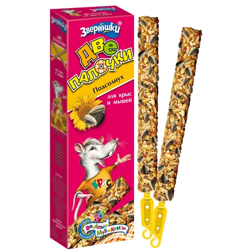 ЗООМИР Зверюшки Две палочки дкрыс и мышей подсолнух 2*40гр 690